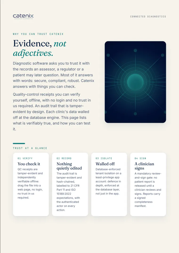 Cover of the Evidence, not adjectives one-pager