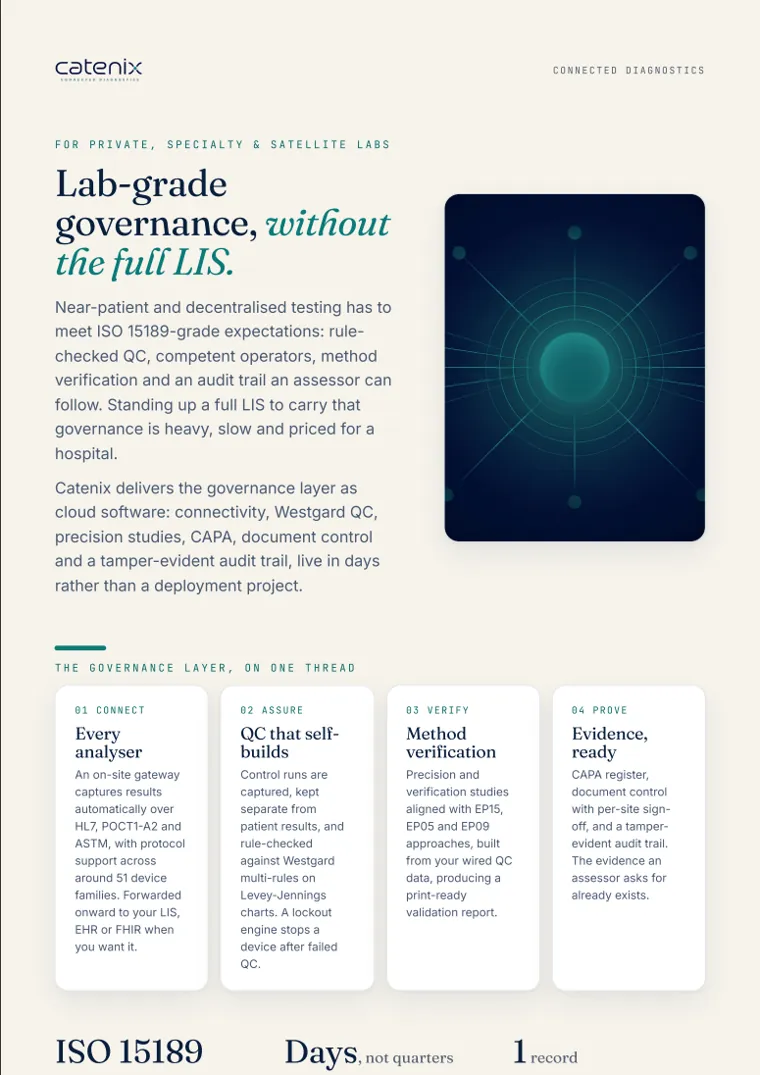 Cover of the Catenix for laboratories and POCT services one-pager