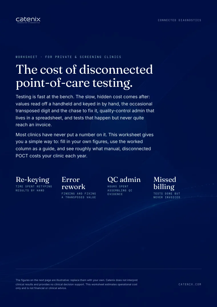 Cover of the worksheet on the cost of disconnected point-of-care testing